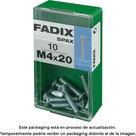Caja de 10 unidades de tornillo métrico con cabeza plana M 4x20mm Fadix (1/3)