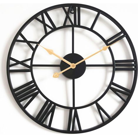Grande Horloge Murale sans tic-tac - Silencieux - 50 cm - Chiffre Romains - Horloge Murale à Quartz - Fonctionnement Facile à Lire - pour Chambre à (1/5)