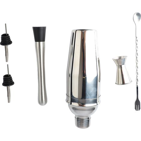 Kit de shaker à cocktails 6 pièces pour barmans, en acier inoxydable, pour la préparation de boissons, bar, maison, lounge, fêtes, 750 ml (1/5)