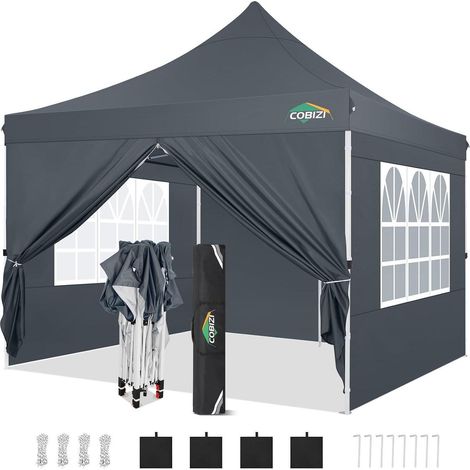 Faltpavillon Pavillon Grau 3x3 mit 4 Seitenteilen