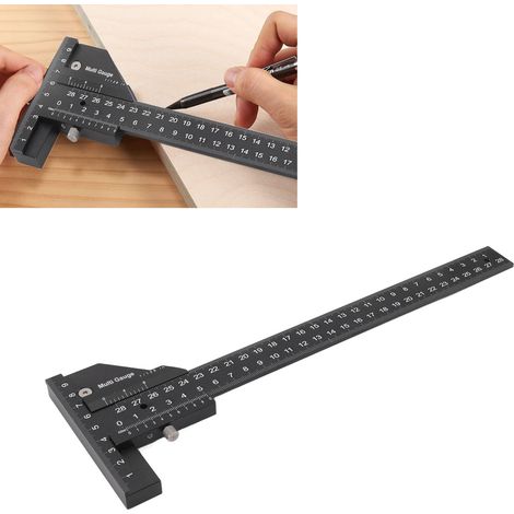 Anreißlineal für Holzbearbeitung, T-Lineal, Anreißwerkzeug für Holzbearbeitung, multifunktionales Messlineal, Messschieber, multifunktionales Anreißlineal für die Holzbearbeitung (1/5)