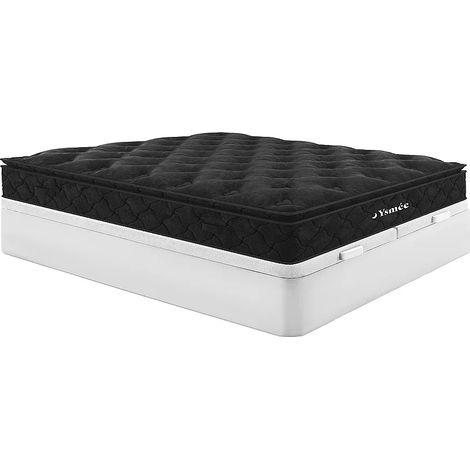 Ensemble 180 x 200 cm sommier coffre blanc + matelas ressorts ensachés surmatelas intégré ép.28cm - BLACK DREAM de YSMÉE (1/5)
