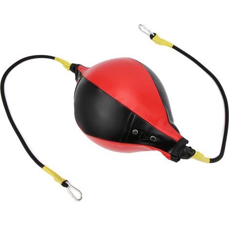 Balle d'entraînement de boxe élastique avec support, équipement sportif pour exercices de réaction et de combat - noir et rouge (1/5)