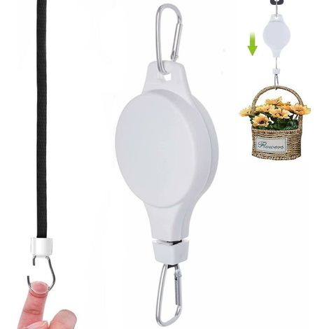 Retractable Plant Pulley, Hanging Basket Pulley, Plant Pulley Hanger, Flower Basket Hook,white (1/3)
