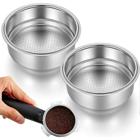 Set mit 2 Edelstahl-Kaffeefiltern, 51 mm Druckfilterkorb für Espressomaschinen mit Siebträger. (1/5)