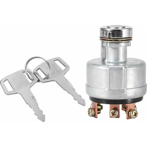 Commutateur d'allumage neiman tracteur commutateur demarrage clef tracteur, Bouton De Démarreur D'allumage Avec 6 Pinces De Fil De Borne 2 Clés pour SK200-3 SK200-5 (1/5)