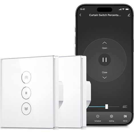 Interrupteur Connecté WiFi Volet Roulant [Fil Neutre] Commutateur Intelligent Pour Rideau Avec Commande De Pourcentage Compatible Google Home, Minuterie Temporisée 2er (1/5)