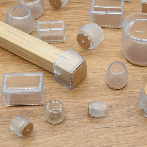 16 Pièces Embouts de Pieds de Chaise 21-25mm Ronds et Carrés, Patins Silicone Anti-Rayures pour Meubles, Protège-Jambes, Housses de Protection pour Table et Chaises, Caches de Pieds (1/5)