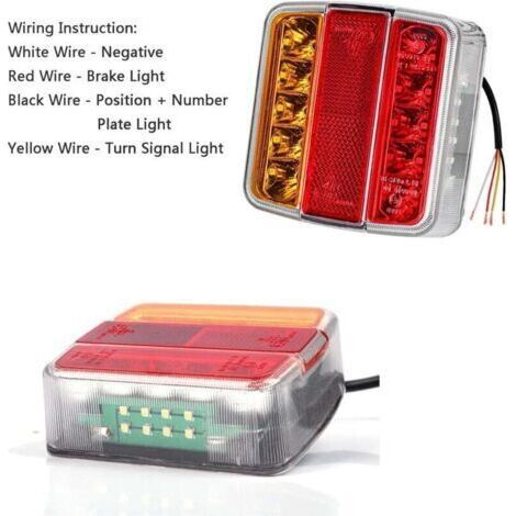 2 pièces feux arrière de remorque 26 LED 12 V feux arrière clignotants feux stop réflecteurs feux de plaque d'immatriculation IP67 étanche multifonction remorque camion caravane van bateau (1/4)