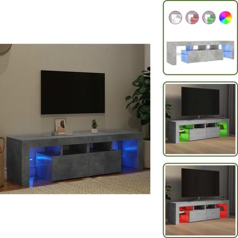 TV-Schrank mit LED-Beleuchtung Betongrau 140x36,5x40 cm - TV Schrank - Holzwerkstoff Möbel - Wohnraum Einrichtung - LED Beleuchtung - Regal (1/5)