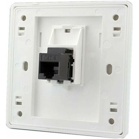 Toma de corriente de pared de red Gigabit CAT6 hembra a hembra con doble paso RJ45 LAN Internet placa frontal toma de corriente recta, 86 x 86 mm, 1 unidad (1/5)
