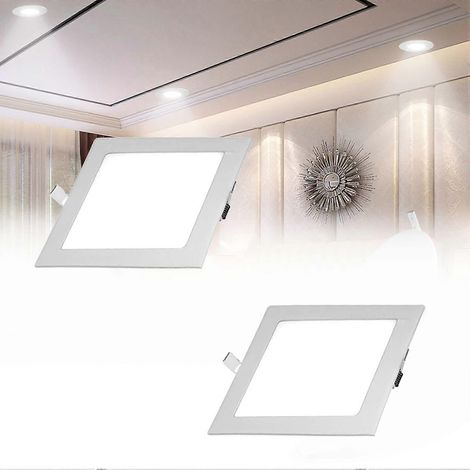 Spots encastrés LED 12 W, 720 lumens, diamètre de trou de 155 mm, blanc lumière du jour 6500 K, lot de 2 pour éclairage de plafond et couloir, 720 lm, 17 cm, 6,7 pouces, 120 W (1/5)