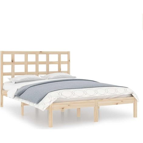 Maison Exclusive - Cadre de lit sans matelas 135x190 cm bois massif (1/5)