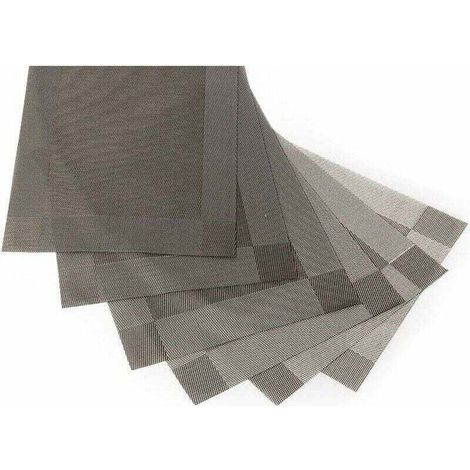 (Gris, 30 x 45 cm) Lot de 6 sets de table lavables en PVC antidérapant, respectueux de l'environnement, - Tapis de cuisine
