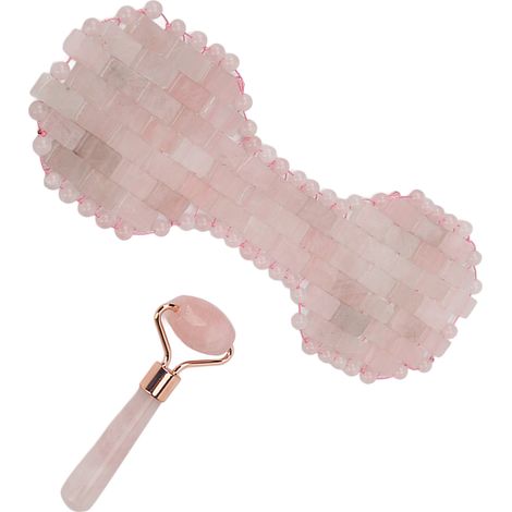 2 pièces Rouleau de Massage Facial en Pierre de Jade, Anti-Cernes et Détente, Outil de Soin pour les Yeux en Quartz Rose (1/5)