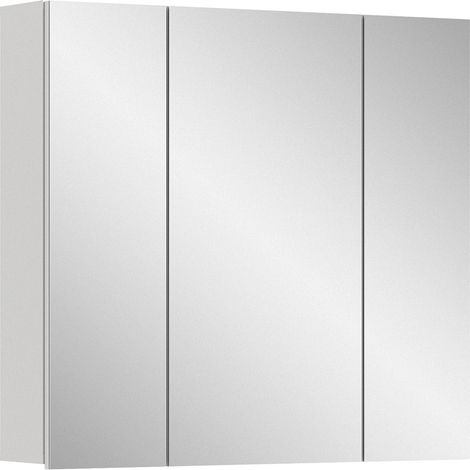 Badezimmer Spiegelschrank mit 82 cm Breite in weiß, 3 Spiegeltüren - VELLORE-158 (1/5)