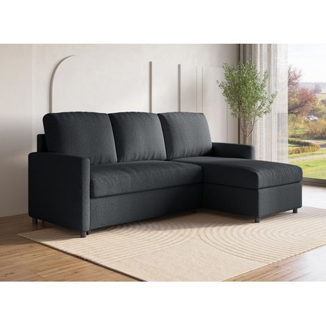 Deco In Paris – Canapé d'angle réversible convertible avec coffre de rangement – Dimensions 203x135cm – Revêtement tissu 100% polyester – Dossier rembourré