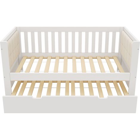 Cama de día 90x190 cm con cama nido y somieres de madera blanca MODENUIT (1/5)