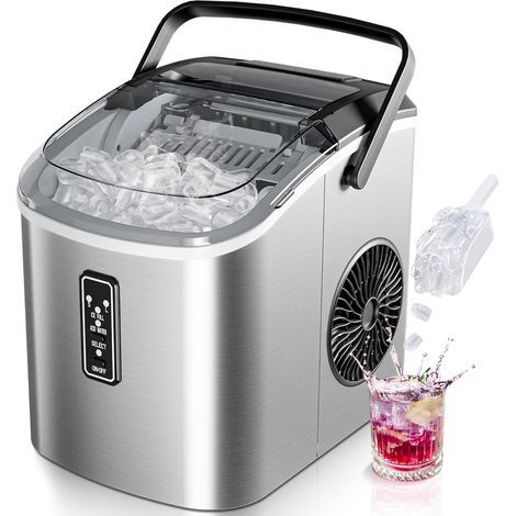 EUHOMY Eiswürfelmaschine Klein, 9 Würfel in 6 Minuten Bereit, 12 Kg/Day, Selbstreinigend, Mit Tragegriff, Korb Und Schaufel (1/5)