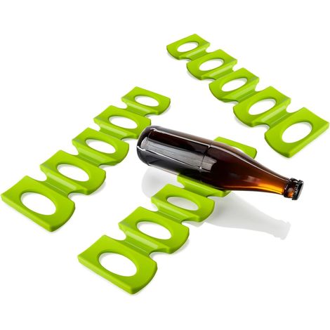 Porte-bouteilles - Lot de 3 - Silicone - Pliable - Organisation Réfrigérateur - Vert - 31x9,5x1cm (1/5)