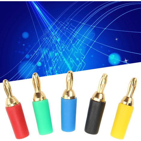 2,5 mm Bananenstecker aus reinem Kupfer, vergoldet, vierblättrig, J.10007, 25 mm Gesamtlänge, 3,5 mm Anschlussloch, Lötsteckerhalter, rot, schwarz, gelb, blau, grün, zwei Sets werden zusammen verkauft (1/5)