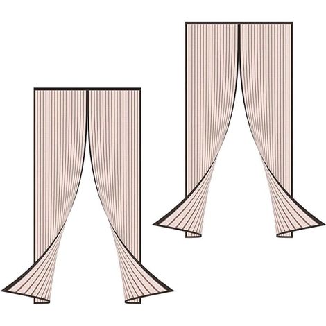 Set di 2 zanzariere per porte con chiusura magnetica Premium SUPER, anti-insetti, zanzare, mosche, ragni, 100 x 210 cm, resistenti, marroni (1/5)