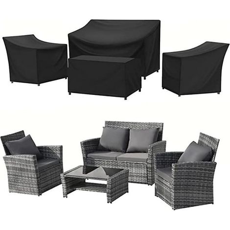 Garden Furniture Cover 1-4 Pieces 210D Durable Tarp for Outdoor Rattan Table Chair Sofa Garden Patio Cover-81X73X78X58cm-silver (1/5)