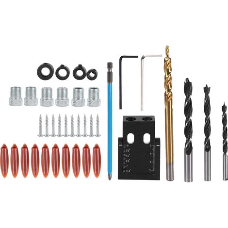Kit de 38 pièces pour assemblage à onglets, guide de perçage oblique à 15 degrés pour menuiserie, outil de repérage de trous noir