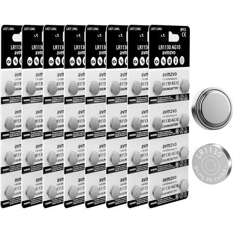 Piles Bouton LR1130 AG10 LR 1130 1,5 V (64 pièces) LR54 1131 189 Piles Bouton alcalines sans Mercure (1/5)
