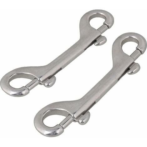 royaluxe - 2 mousquetons doubles en acier inoxydable, utilisés pour laisse de chien, camping familial en plein air, porte-clés, (1/5)
