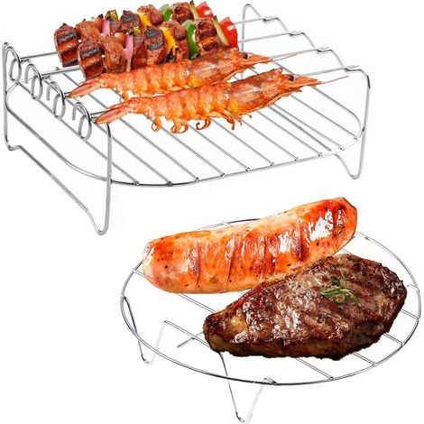 Airfryer-Teile, antihaftbeschichteter Edelstahlgrill mit 4 Spießen (1/4)