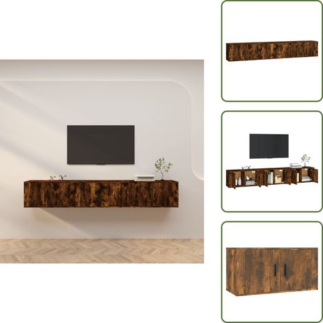Arredamento moderno - vidaXL Mobili Porta TV a Parete 3 pz Rovere Fumo 80x34,5x40 cm - Mobili in legno