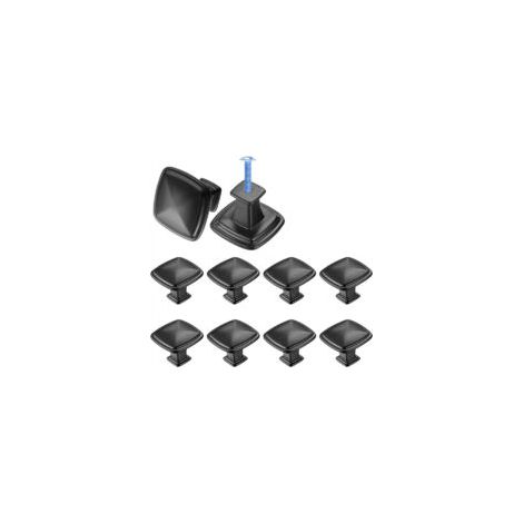 Ede Lot de 10 poignées noires pour meubles de cuisine : poignées de tiroir, boutons de porte, etc. - 30 mm (1,2 pouce) (1/5)