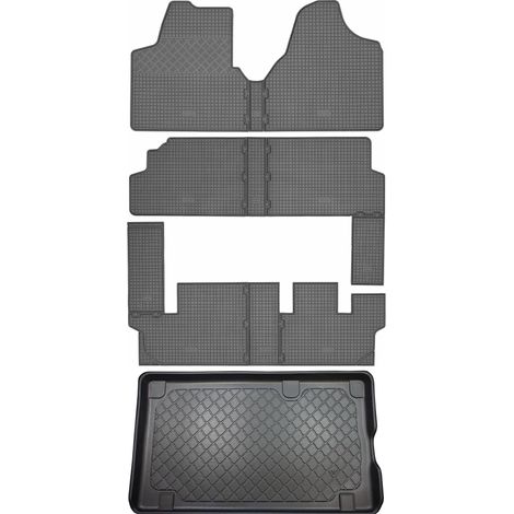 Set di tappetini in gomma per auto e tappetino per bagagliaio per Fiat Scudo II Panorama VAN (5 porte) dal 2007 al 2016.