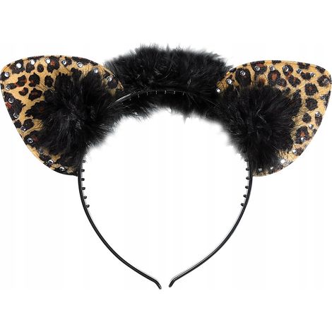 Diadema con orejas de gato, piel de leopardo, leopardo, tigre, baile de carnaval (1/3)
