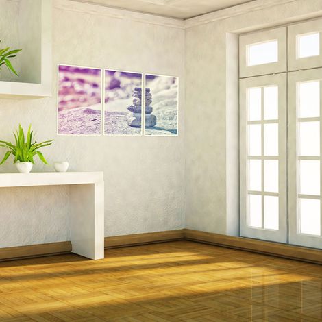 Lot de 3 Toiles Canvas Motif Pierre, Tableau Décoratif Imprimé pour Salon Bureau (1/3)