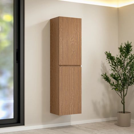 Ruvo Badezimmer-Säulenschrank – Warme Eichenoptik – 150 cm hoher Schrank mit Soft-Close-Türen – Feuchtigkeitsbeständige Oberfläche und platzsparendes Design (1/5)