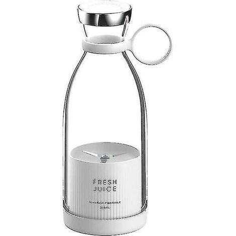 Licuadora portátil de 350 ml, licuadora de jugo fresco, mini licuadora, licuadora eléctrica, mezcladora de frutas, extractor de frutas, color blanco (1/5)