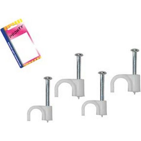 12BL CHIODINI FISSACAVO IN PLASTICA BIANCA IN BLISTER - mm.5-6, in bl.30 pz.