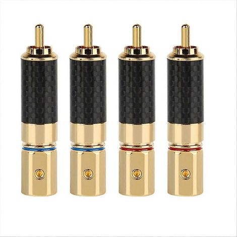 Connecteur HiFi 10mm fiche Lotus plaquée or, carbone premium, paire stéréo, usage audiophile (1/5)