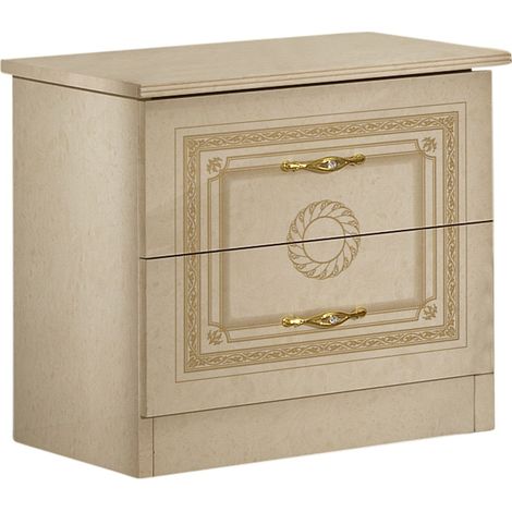 Chevet 2 tiroirs laqué beige Soraya 50cm (1/3)