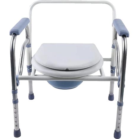 Chaise de toilette, design pliable, hauteur réglable, BLANC (1/2)