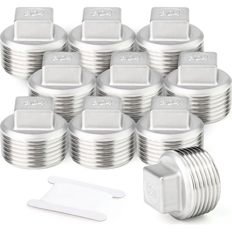 10 pcs 1/4" BSP mâle Extérieur carré filetage douille tuyau 304 raccord de fiche en acier inoxydable (1/5)