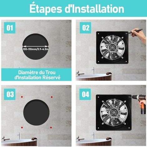 Ventilatore da 100 mm, estrattore d'aria, MVHR, 4 pollici 140 m³/h, per bagno, cucina, ufficio, toilette (1/4)