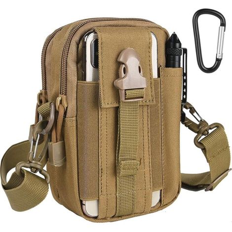 Sac tactique de hanche pour homme, sac ceinture militaire compact couleur kaki