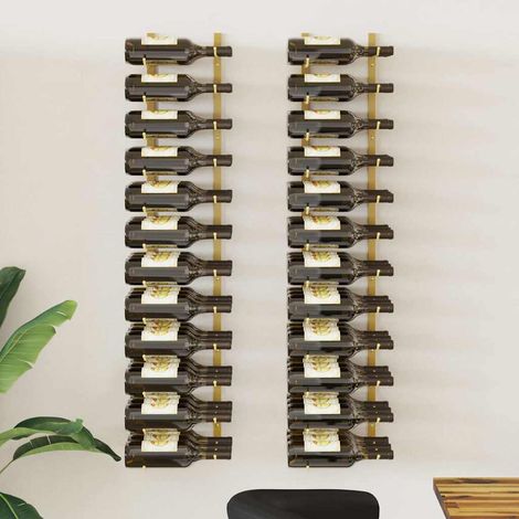 Lot de 2 Casiers vin mural Étagère à bouteille - Casier à vin pour 36 bouteilles Doré Fer BV331560 - BonneVie (1/5)