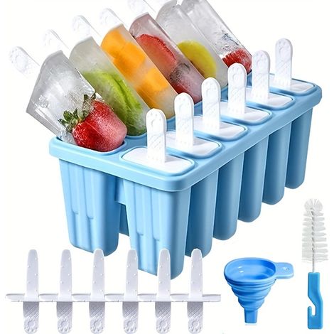 Moule à glace en silicone à 12 compartiments, facile à démouler pour réaliser vos propres glaces. (1/2)
