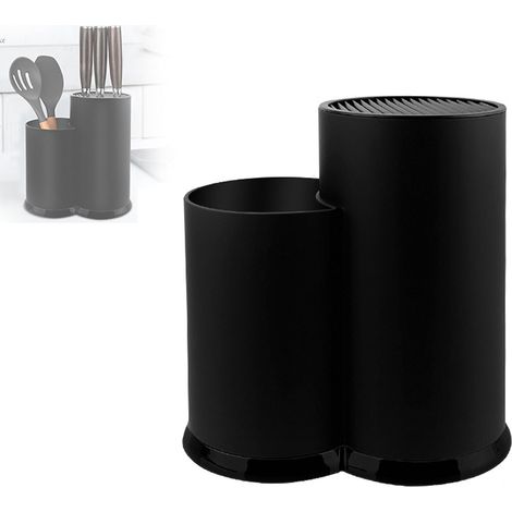 Bloc à couteaux vide, support rond universel pour couteaux, support pour ustensiles de cuisine, bloc à couteaux compatible avec tous les couteaux de cuisine// (1/5)