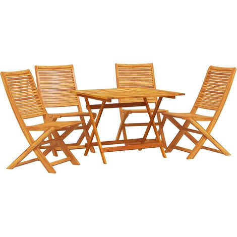 Maison Exclusive - Garten Essgruppe 5 pcs Braun Massivholz Akazie