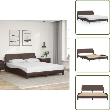 Sommeil - vidaXL Cadre de lit Dover marron 160x200 cm similicuir - Matelas (1/5)